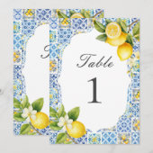 Invitation Amalfi Coast Italian Lemon Table Numbers (Devant / Derrière)