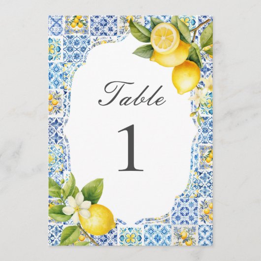 Invitation Amalfi Coast Italian Lemon Table Numbers (Devant)