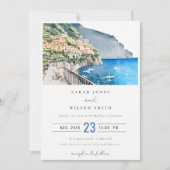 Invitation Amalfi Coast Italie Aquarelle Mariage Paysage (Devant)