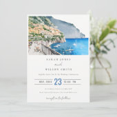 Invitation Amalfi Coast Italie Aquarelle Mariage Paysage (Debout devant)