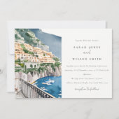 Invitation Amalfi Coast Italie Aquarelle Mariage Paysage (Devant)