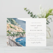 Invitation Amalfi Coast Italie Aquarelle Mariage Paysage (Debout devant)