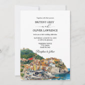 Invitation Amalfi Coast Italie Aquarelle Skyline Mariage (Devant)