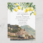 Invitation Amalfi Coast Lemons Italian QR Code Wedding (Devant / Derrière)