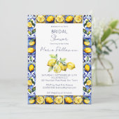 Invitation Amalfi Positano tuiles bleues citrons douche nupti (Debout devant)