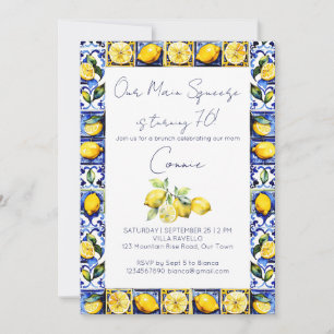 Invitation Amalfi Positano tuiles bleues citrons fête d'anniv
