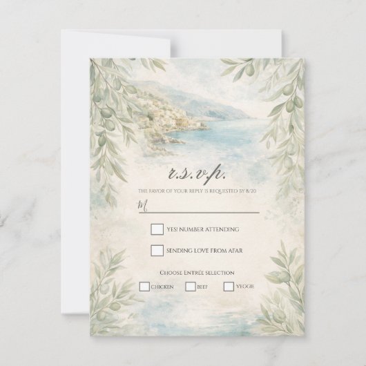 Invitation Amalfi Reverie Mediterranean Coastal RSVP (Devant)