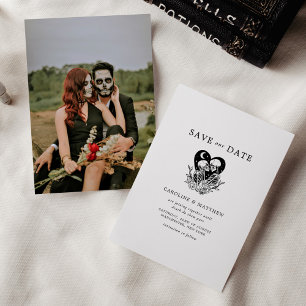 Invitation Amants jusqu'à la mort Squelettes et roses Mariage