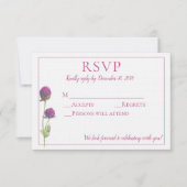 Invitation Amaranthe simple Fleur de chardon RSVP (Devant)