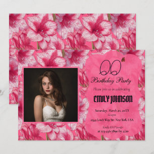 Invitation Amaryllis Fille Anniversaire Fleur Rose Tendance