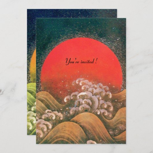 Invitation AMATERASU, DÉESSE DU SOLEIL, jaune noir rouge arge (Devant / Derrière)