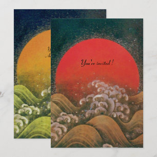 Invitation AMATERASU, DÉESSE DU SOLEIL, jaune noir rouge arge