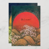 Invitation AMATERASU, DÉESSE DU SOLEIL, jaune noir rouge vert (Devant / Derrière)