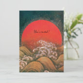 Invitation AMATERASU, DÉESSE DU SOLEIL, jaune noir rouge vert (Debout devant)