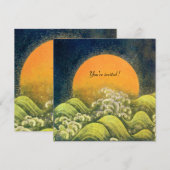 Invitation AMATERASU, DÉESSE DU SOLEIL, jaune vert noir (Devant / Derrière)