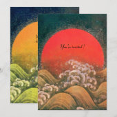 Invitation AMATERASU, DÉESSE DU SOLEIL, jaune vert noir rouge (Devant / Derrière)
