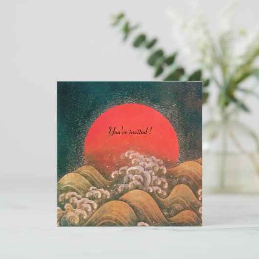 Invitation AMATERASU, DÉESSE DU SOLEIL, rouge noir marron (Debout devant)