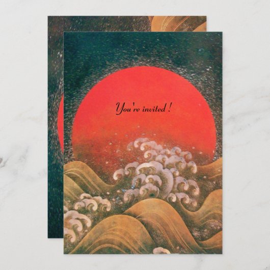 Invitation AMATERASU, DÉESSE DU SOLEIL, rouge noir marron (Devant / Derrière)