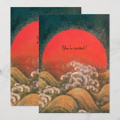 Invitation AMATERASU, DÉESSE DU SOLEIL, rouge noir marron (Devant / Derrière)