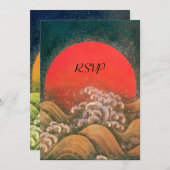 Invitation AMATERASU, DÉESSE DU SOLEIL RSVP rouge jaune vert (Devant / Derrière)