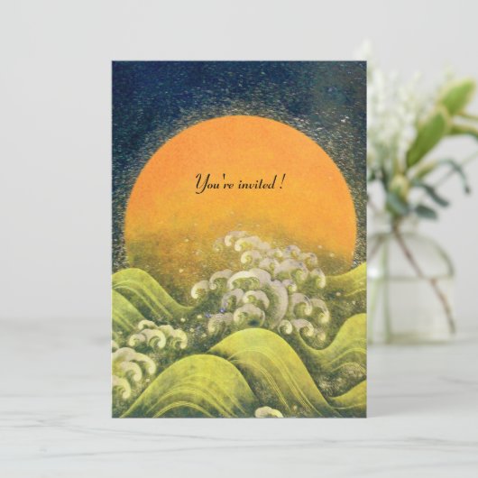 Invitation AMATÉRASU, GODDESS SOLEIL, vert jaune noir (Debout devant)