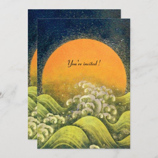 Invitation AMATÉRASU, GODDESS SOLEIL, vert jaune noir (Devant / Derrière)