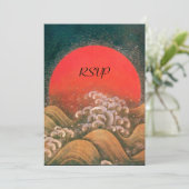 Invitation AMATERASU, SUN GODDESS RSVP rouge jaune brun (Debout devant)