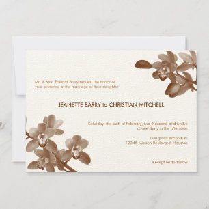 Invitation Amateur d'orchidée brun ecru jardin moderne chic m