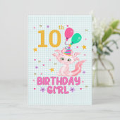 Invitation Amateurs Axolotl Anniversaire Fille Salamander Amp (Debout devant)