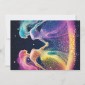 Invitation Amateurs d'arc-en-ciel cosmique Mariage lesbien LG (Dos)