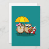 Invitation Amateurs de chouette mignonne avec parapluie et bo (Devant / Derrière)