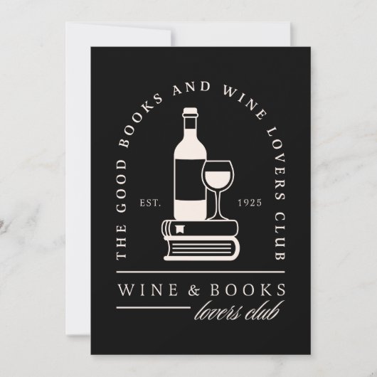 Invitation Amateurs de vin et de livres, lecture de soirée en (Devant)