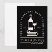 Invitation Amateurs de vin et de livres, lecture de soirée en (Devant / Derrière)