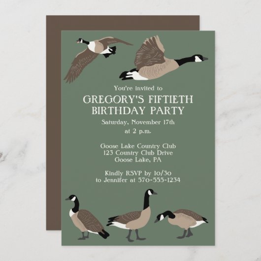 Invitation Amateurs d'oiseaux Canada Oies Fête d'anniversaire (Devant / Derrière)