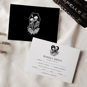 Invitation Amateurs jusqu'à la mort Skeletons et mariage Rose