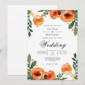 Invitation Amber Blossom Floral Mariage (Devant / Derrière)