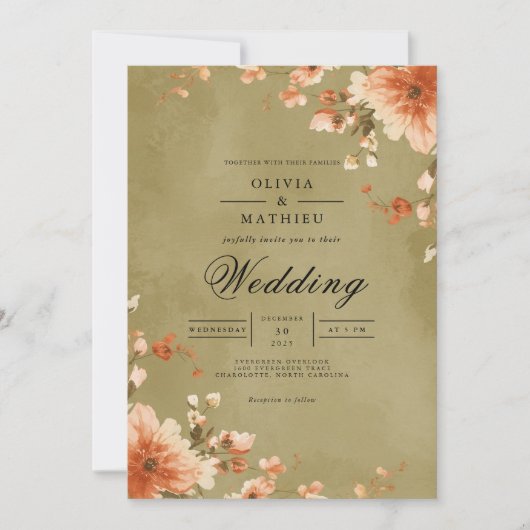 Invitation Amber Blossom Mariage (Devant)