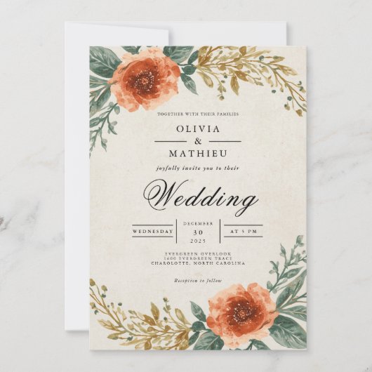 Invitation Amber Floral Arch Mariage (Devant)