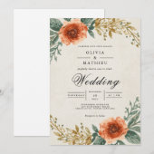 Invitation Amber Floral Arch Mariage (Devant / Derrière)