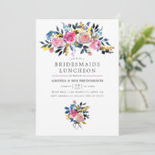 Invitation Ambiance Aquarelle tendance Floral Bridesmaids Déj (Debout devant)