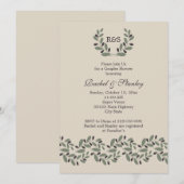 Invitation Ambiance de branche d'olivier mariages couples dou (Devant / Derrière)