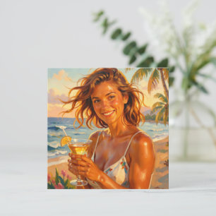 Invitation Ambiance de fête bronzée et éméchée Teint de plage
