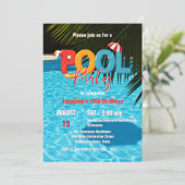 Invitation Ambiance Été Fun Vibrante Fête de Piscine Tropical (Debout devant)