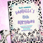 Invitation Ambiance pastel Dalmatienne ponctuée Fête d'annive