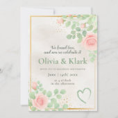 Invitation Ambiance romantique florale avec roses roses roses (Devant)