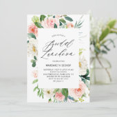 Invitation Ambiance romantique Peach Florals Déjeuner nuptial (Debout devant)