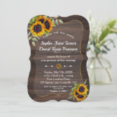 Invitation Ambiance romantique Sunflower Mariage en bois (Debout devant)