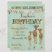 Invitation ambre et azurée d'anniversaire de (Devant / Derrière)