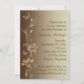 Invitation Ambre, fleurs Brown et anniversaire de papillons (Dos)