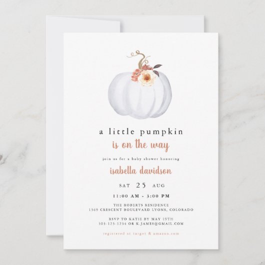 Invitation Ambre - Un Baby shower Automne Rustique Un Peu Cit (Devant)